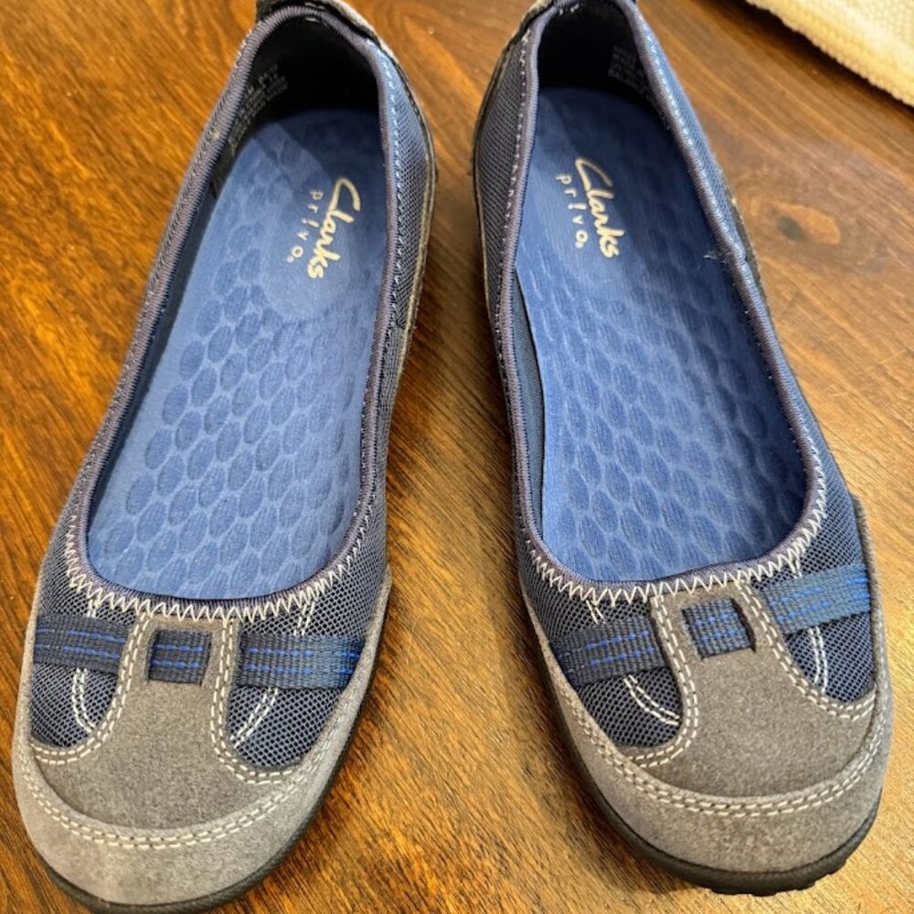 Clarks Privo P-Berry Ballet Flat – Women's Blue Slip-On Shoes Size 6.5